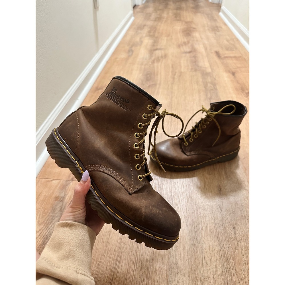 Dr. Martens | 1460 Crazy Horse Brown Leather Bex Sole Boots, England, Size EU 44